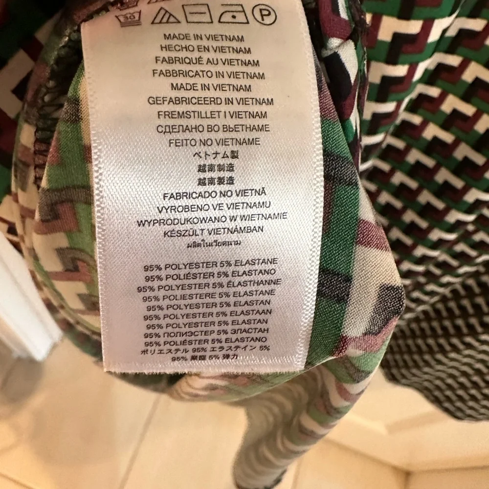 Michael Kors Green And Red Geometric Print Dress